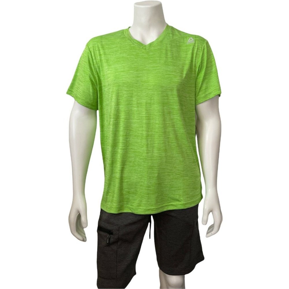 Men’s T-Shirt Reebok Neptune V Neck S/S REM181TS14043 Green Lantern Hthr Size L